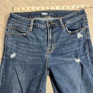 Distressed power straight jeans